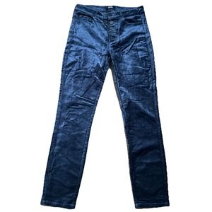 Paige Pants Women's 27 Hoxton Ankle Peg Blue Crushed Velvet Button Fly Stretch